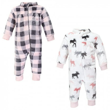 

Hudson Baby Toddler Girls Plush Jumpsuits Pink Moose 3T