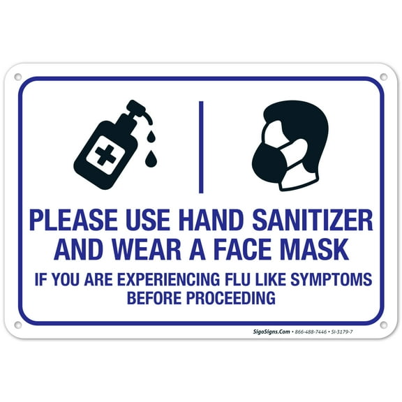 Face Masks Required Sign, 10x7 Aluminum