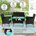 thumbnail image 6 of YRLLENSDAN Patio Furniture Set 4 Piece, Wicker Sofa Set Rattan Chair Outdoor Indoor Wicker Sofa with with Cushions & Coffee Table Bistro Sets for Patio Backyard Lawn Patio Chair (Blue), 6 of 7