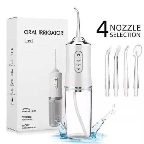 Dental Water Flosser Spotlight Waterpik Professional Oral Irrigator Portable Water Flosser Healthy Teeth Whitening Cleaner White