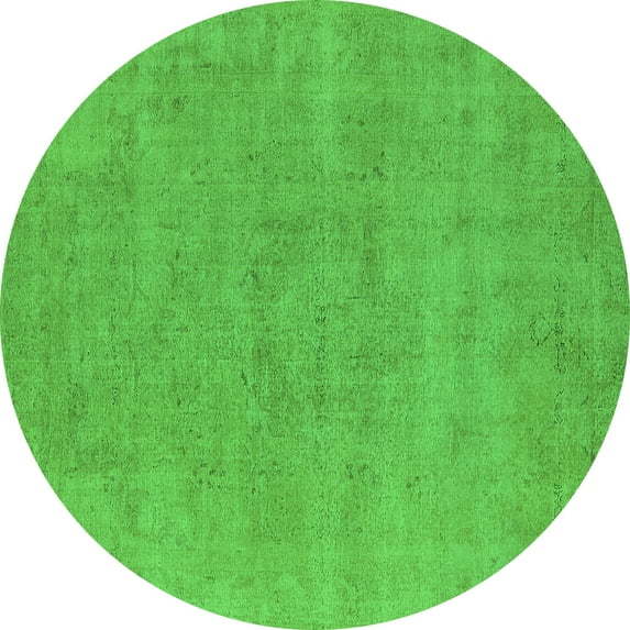 Ahgly Company Indoor Round Oriental Green Industrial Area Rugs, 5' Round