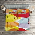 thumbnail image 2 of Ambesonne Colorful Quilted Coverlet 3 Pcs, Hanged Vivid Umbrellas, King Size, Multicolor, 2 of 2