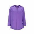 thumbnail image 3 of ClodeEU Women's Tops ,3/4 Length Rolled Sleeve,V Neck T Shirts Both Side Buttons Blouses Purple,Womens Plus XXL, 3 of 3