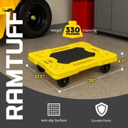 Ramtuff 4 Pack Stackable Storage Container and 4 Pack Connectable Moving Dolly