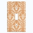 thumbnail image 2 of Metal Light Switch Plate Outlet Cover (Victorian Damask Flower Feather Tan Pattern - Single Toggle), 2 of 2