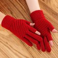 thumbnail image 1 of Womens Winter Screen Knit Warm Lining Three Finger Double Touchable Screen Sms Fingertip Design Mittens, 1 of 1