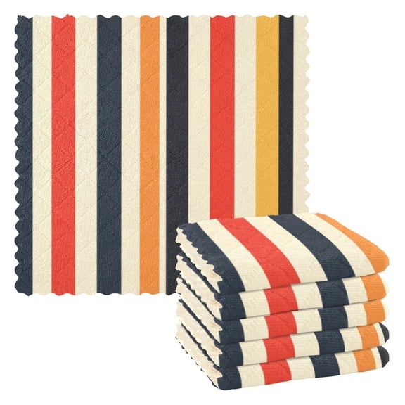 6 Pieces of Kitchen Towels 11x11Inch Kitchen Dish Cloths Kitchen Dish Towels Reuseable Cleaning Cloths Colorful Striped