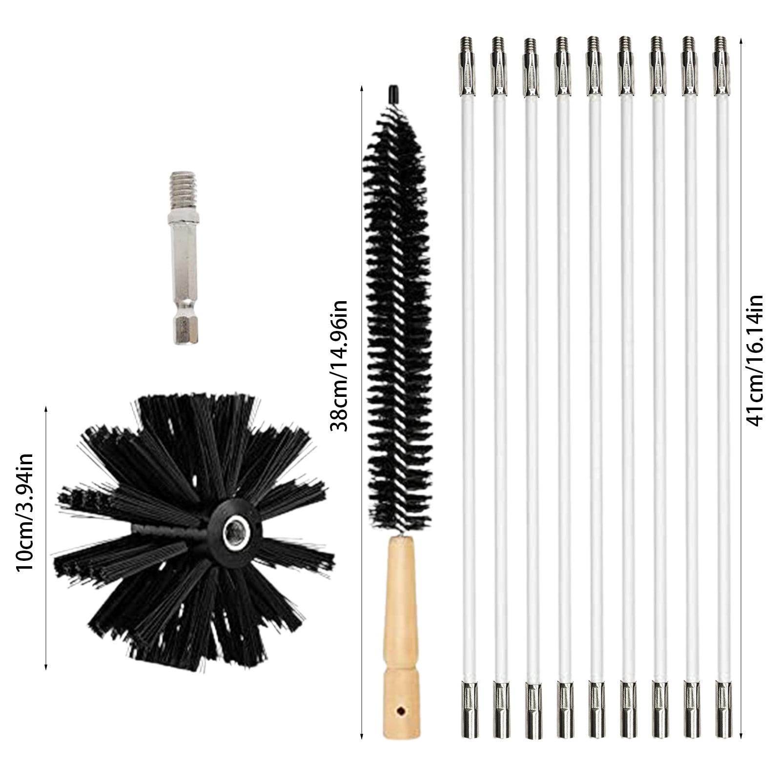 Dryer Vent Cleaning Kit with Flexible Nylon Rods, 6-Piece Drill Powered Chimney Sweep Brush Set for Duct Lint Removal and Exhaust Port Cleaning for Home Kitchen Laundry Room