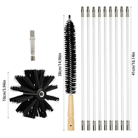 Rkxzt Chimney Brush Flexible 6 Rod Dryer Vent Cleaning Brush Kit with Hex Adapter 410mm Nylon Brush for Chimney and Duct Cleaning Household Cleaning