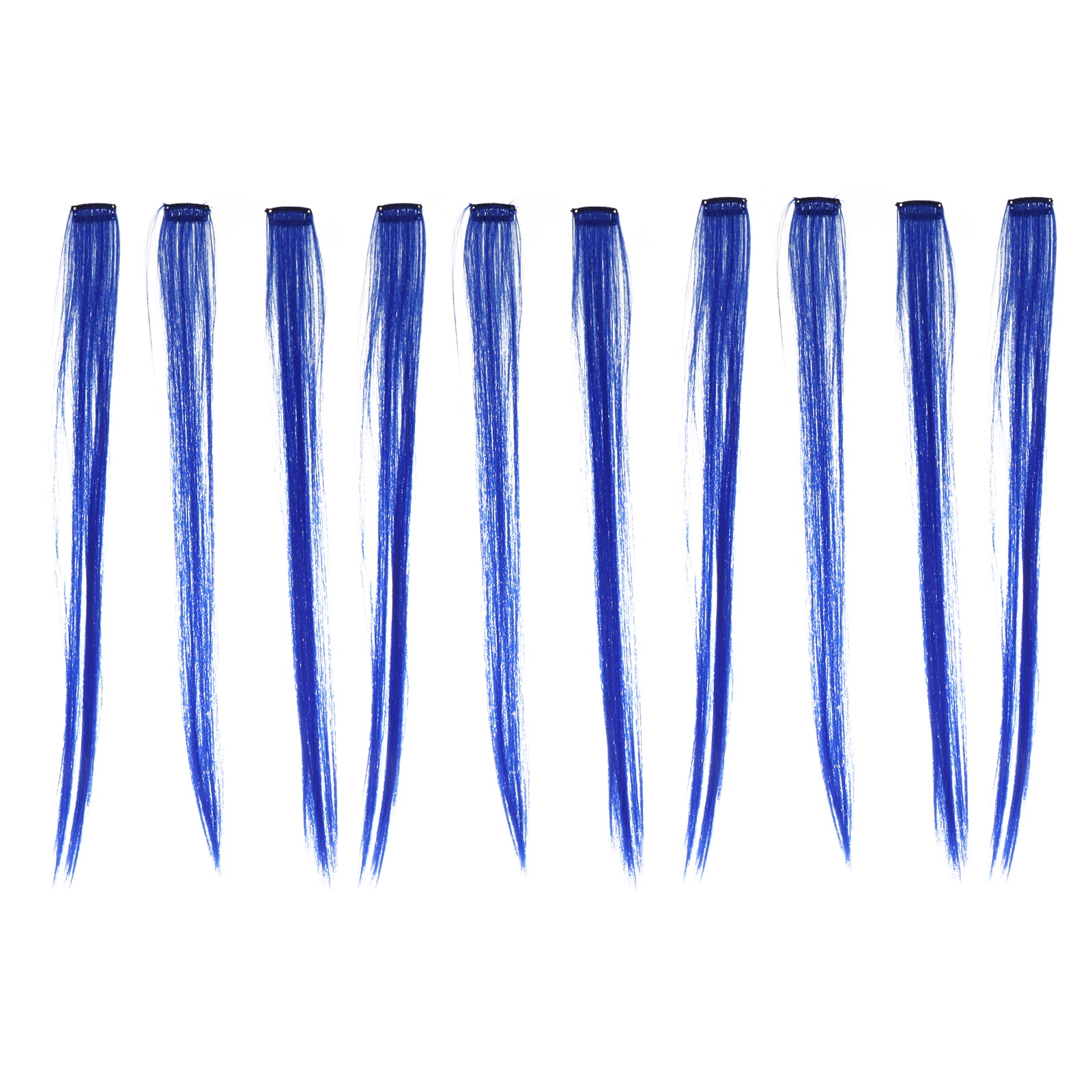 10pcs Dark Blue Hair Extensions Clip Hair Strands Long Hairpiece Extensions  