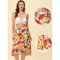 thumbnail image 2 of INSPIRE CHIC Falda cruzada midi de chifón con dobladillo asimétrico y cintura alta con purpurina floral para mujer blanco L, 2 of 4