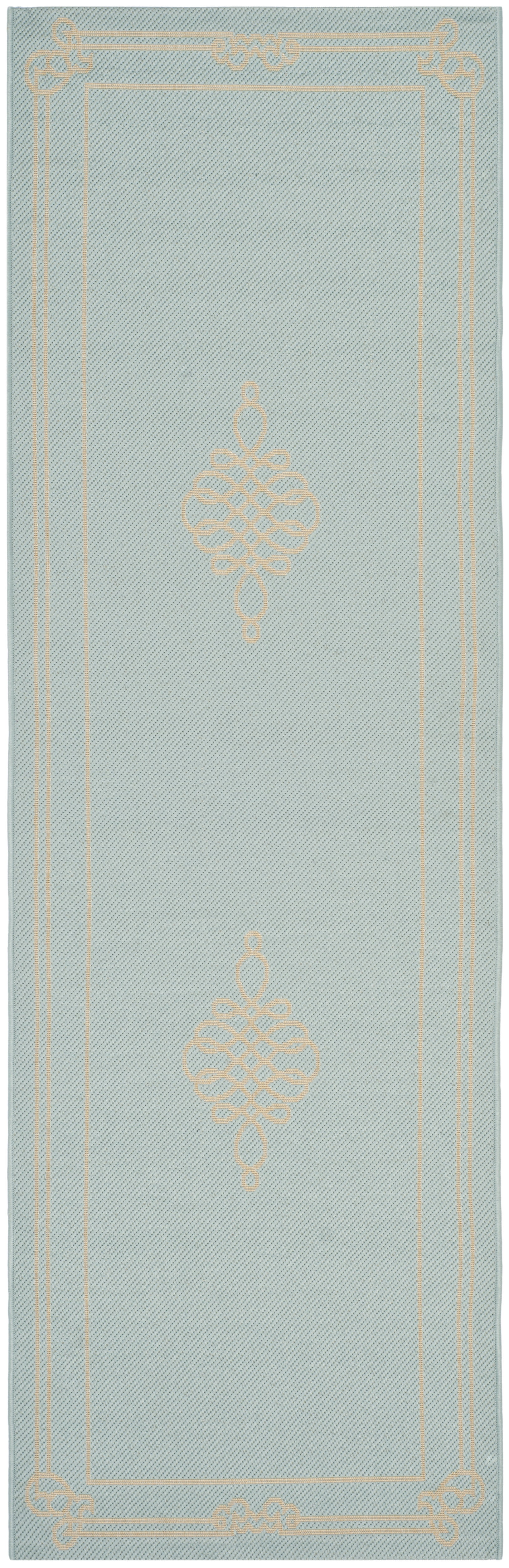 Safavieh Courtyard Andy Medallion Indoor/Outdoor Runner Rug, Aqua/Cream, 2'7" x 8'2"