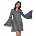 thumbnail image 5 of Moomaya Pleated Dress For Women Plus Size Mini Dress With Long Bell Sleeve, 5 of 6