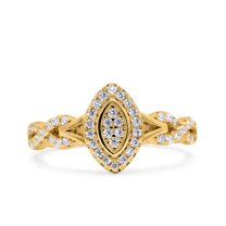 Yellow Tone, Simulated Cubic Zirconia Size-8 Marquise Infinity Half Eternity Ring Wedding Engagement Band 925 Sterling Silver