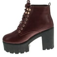thumbnail image 2 of Soda Women's Climate Faux Leather Lace-Up Thick Platform Chunky Heel Lug Ankle Bootie, 2 of 4