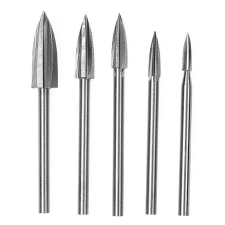 

AQITTI 5 Burr Set Carving Tools Wood Carving Engraving Chamfer Drill Bit Root Head Point Cutter