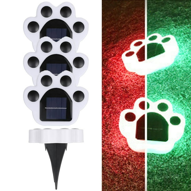 luces solares para jardín, luces solares para el suelo, luces solares para exteriores con estampado de huellas, luces LED recargables para jardín, lámpara de camino, iluminación para pasarela para
