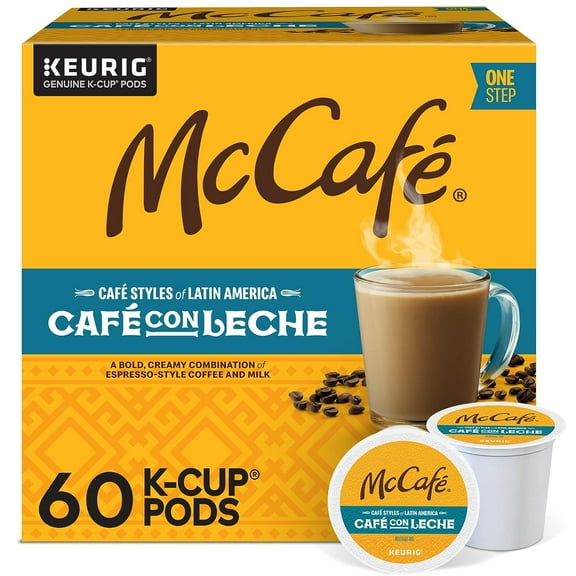 Cafe Styles of Latin America Cafe con Leche, Keurig Single Serve K-Cup Coffee Pods, 60 Count (6 Packs of 10)