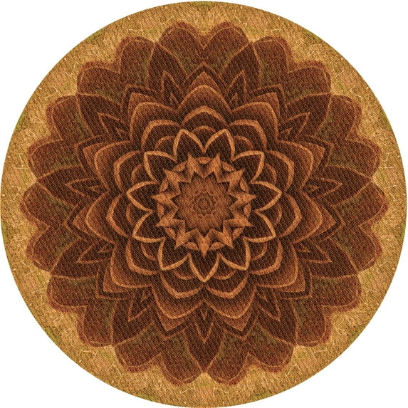 Ahgly Company Indoor Square Patterned Neon Orange Area Rugs, 3' Square