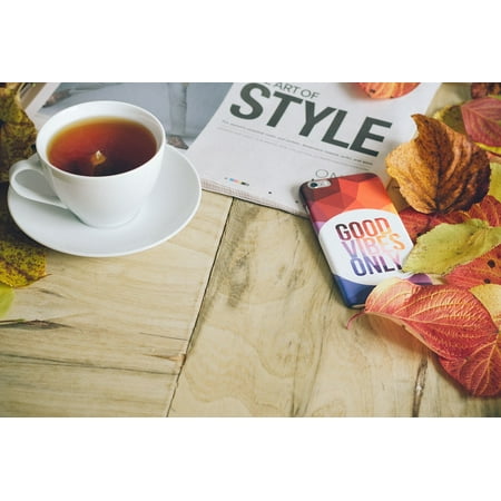 Canvas Print Newspaper Magazine Reading Hot Morning Tea Drink Stretched Canvas 10 x (Best Tea To Drink In The Morning)