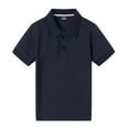thumbnail image 2 of LittleSpring Toddler Boys Polo Shirt, School Uniform, Solid Navy Blue, 4T, 2 of 6