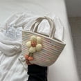 thumbnail image 1 of Xiao Hua Bolso de hombro tejido para mujer, bolso de mano y neceser, elegante bolso de playa de verano, 28 x 11 x 15 cm (multicolor)., 1 of 4