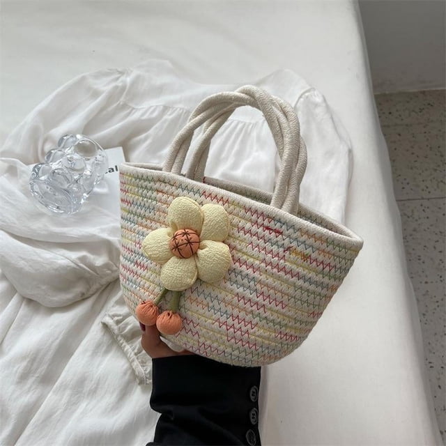 Xiao Hua Bolso de hombro tejido para mujer, bolso de mano y neceser, elegante bolso de playa de verano, 28 x 11 x 15 cm (multicolor).