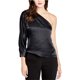 thumbnail image 1 of Rachel Roy Blusa de punto con un hombro para mujer, negro, XS, 1 of 1