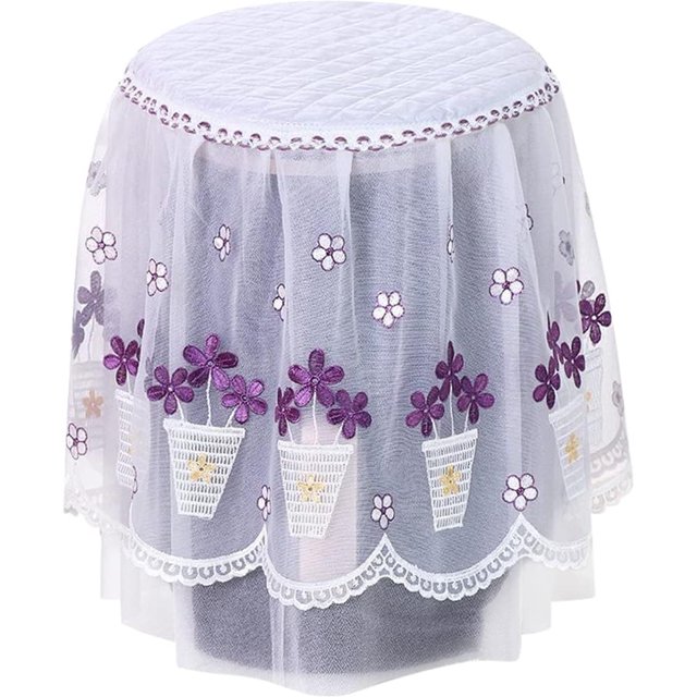 Round Lace Air Fryer Cover Anti-dust Air Fryer Cloth Air Fryer Decorative Cover Rice Cooker Cover Electric Cooker Cover Air Fryer Protector for Kitchen and Dining Room Decoration Purple