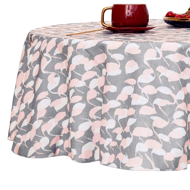 Deconovo Lino sintético con presillas Pattern Table Cover, Water Resistant and Spill Resistant Round Tablecloth para Party, Grey, 54 Inch