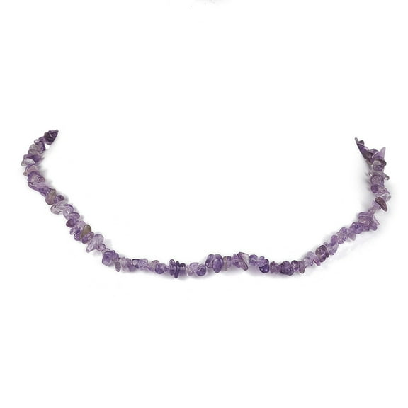 5pcs Amethyst Chip Beaded Necklace Stainless Steel color 15.94~15.98 inch(40.5~40.6cm)