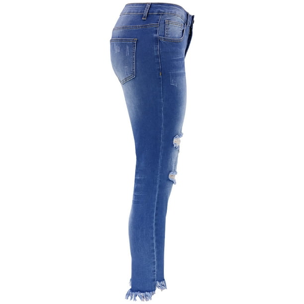 jovati Womens Jeans Size 14 Fashion Women Pockets Button Mid Waist