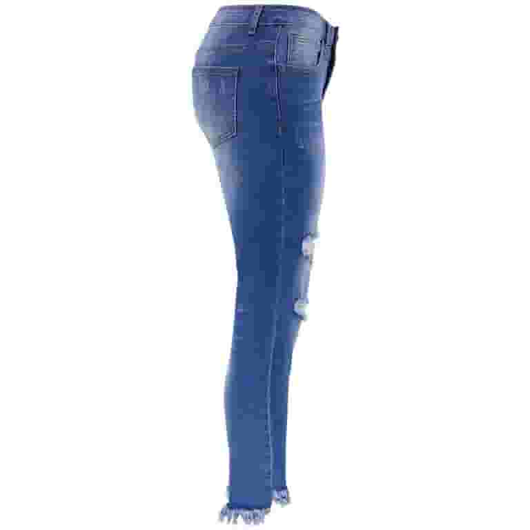【DISCERNMENT】Setter Destroyed Capri Denim Pants Womens Ripped Capri Jeans Slim Fit Skinny Stretch Destroyed