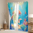 thumbnail image 3 of Feelyou Kawaii Ocean Mermaid Blackout Curtains Set of 2 (52x84 Each) for Kids Boys Girls, Starfish Coral Wildlife Window Curtains, Blue, 3 of 6