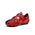 thumbnail image 3 of Daeful Crampons de Soccer pour Enfants à Bande Magique Chaussures de Soccer Bout Rond Espadrilles de Sport Entraînement Légères Flexibles Basses Chaussures de Course FG Crampons Rouges 5Y/5.5Y, 3 of 9