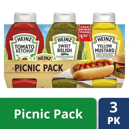 Mild Yellow Mustard - (2 Pack) Heinz Variety Pack Ketchup, Sweet Relish & Yellow Mustard, 3 count Sleeve