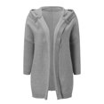 thumbnail image 5 of Lovskoo 2024 Long Cardigans for Women Trendy Long Sleeve Solid Color Medium Long Large Sweater Knitted Hooded Cardigan Coat Gray, 5 of 7