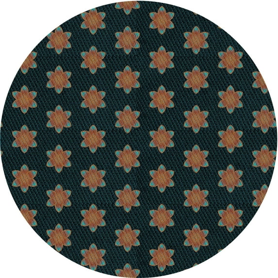 Ahgly Company Indoor Round Patterned Midnight Gray Area Rugs, 7' Round