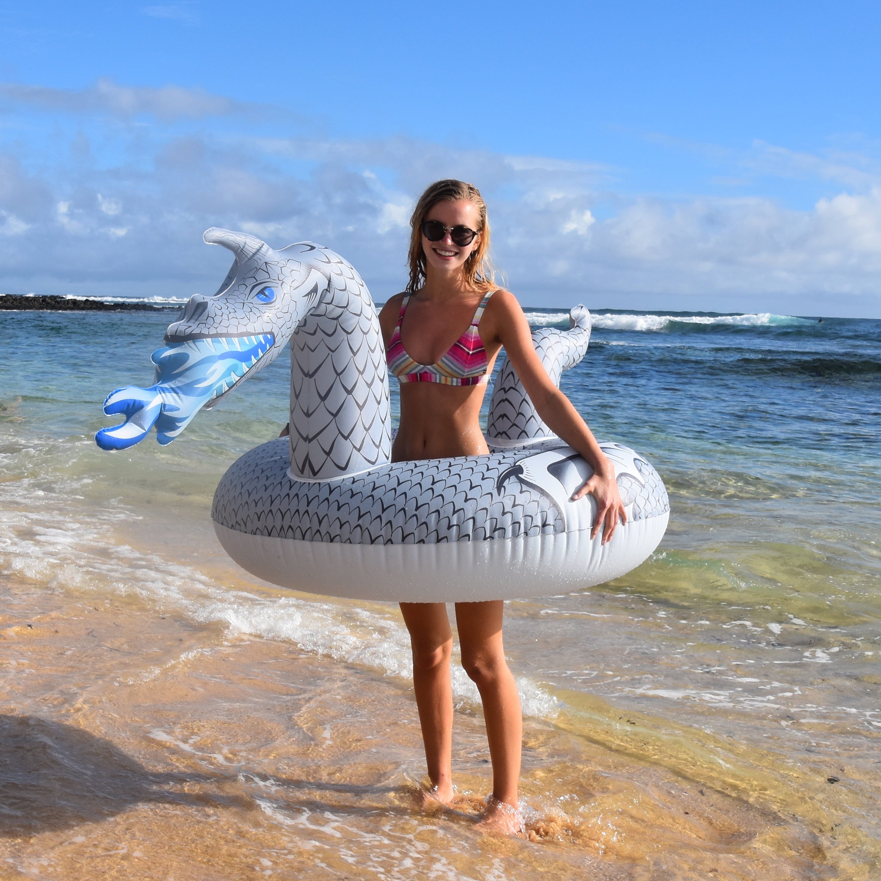 Summer Pool Floats Fire & Ice Dragons Inflatable Lake Beach Raft Party Float NEW