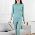 thumbnail image 7 of snowsong Thermal Underwear for Women,2024 Hot Women's Solid Fitted Cotton Wool Thermal Long Sleeve Long Pants Underwear Set,Pajamas Set,Undershirts Long Sleeve,Thermal Suit, Mint Green 3XL, 7 of 7