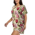 thumbnail image 2 of Bingfone Tulips Flowers Print Pajamas Sets for Women Soft Short-Sleeved Pjs with Lounge Shorts Two Piece Sleepwear, 2 of 8