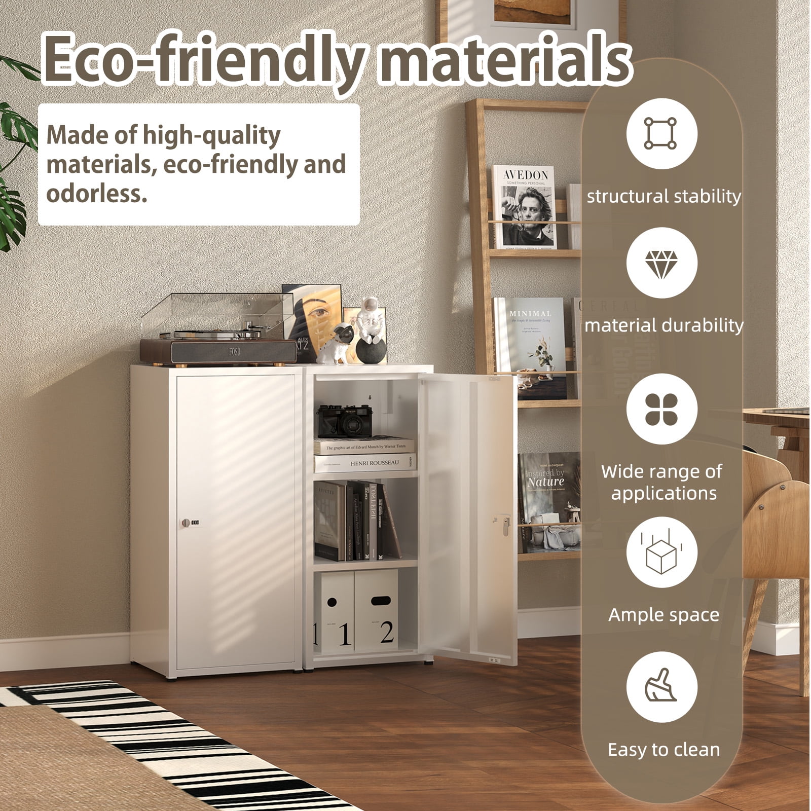 Heavy-Duty Metal Locking Storage Cabinet with Dial Lock, 34.6” Tall Stackable Locker with 2 Adjustable Shelves, Powder-Coated Steel for Home/Office/Bathroom/Kitchen