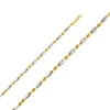 Solid 14k White and Yellow Gold 4MM Two Tone Figaro Rope Figarope Chain Necklace With - 22 Inches