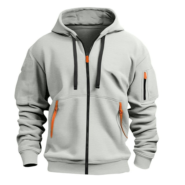 SHTXOZHI Mens Hooded Jackets Full Zip Up Drawstring Sweatshirts Casual Jacket Coats with Pockets