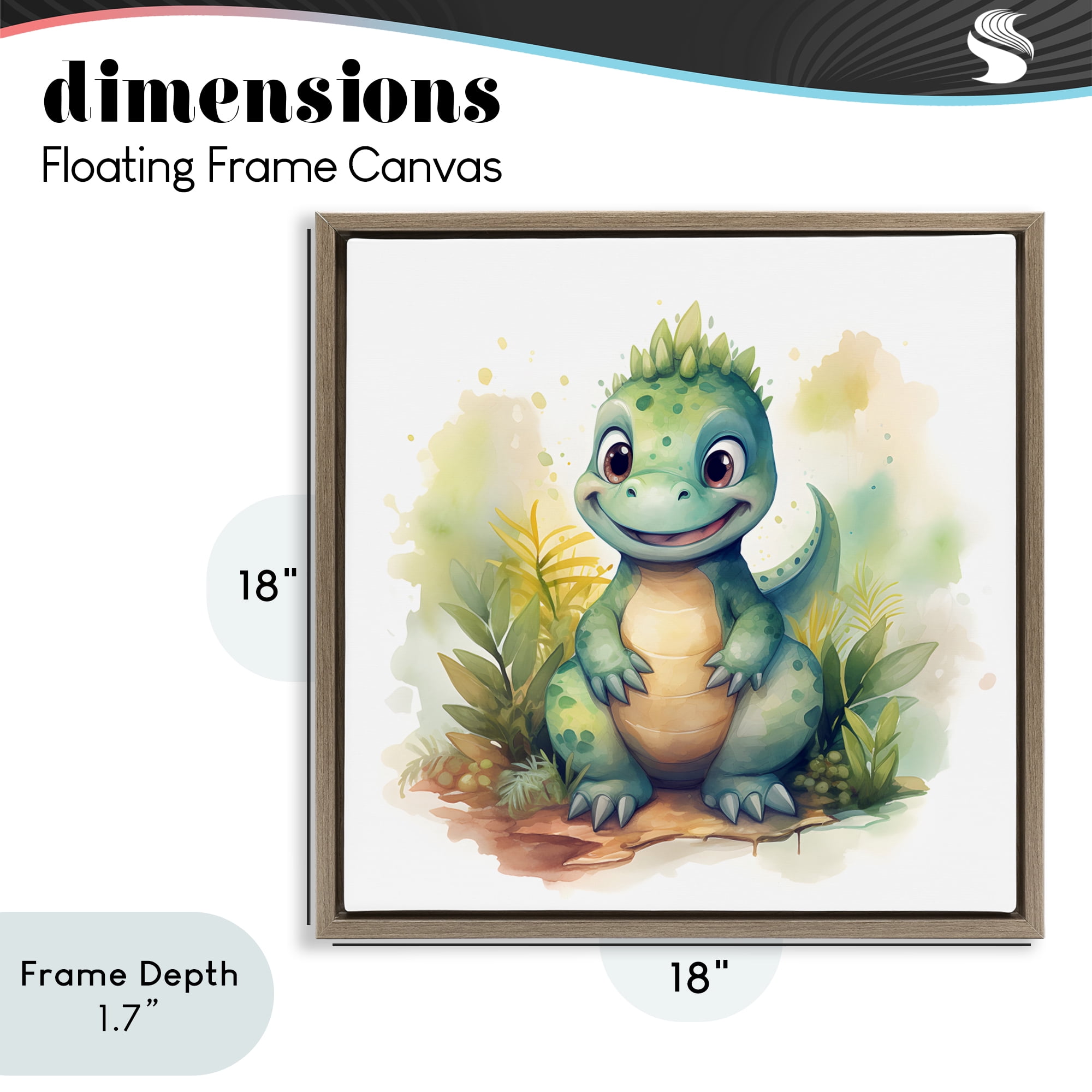 Stupell Industries Crafty Smiling Dinosaur Brown Framed Floater Canvas Wall Art, design by Steve Hunziker