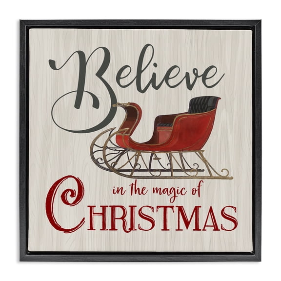 Stupell Industries Believe Magic Of Christmas Black Framed Floater Canvas Wall Art, design by Charity Henderson, 18 x 18