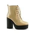 thumbnail image 1 of Unique Bargains Women's Zip Platform Chunky Heel Combat Boots, 1 of 7