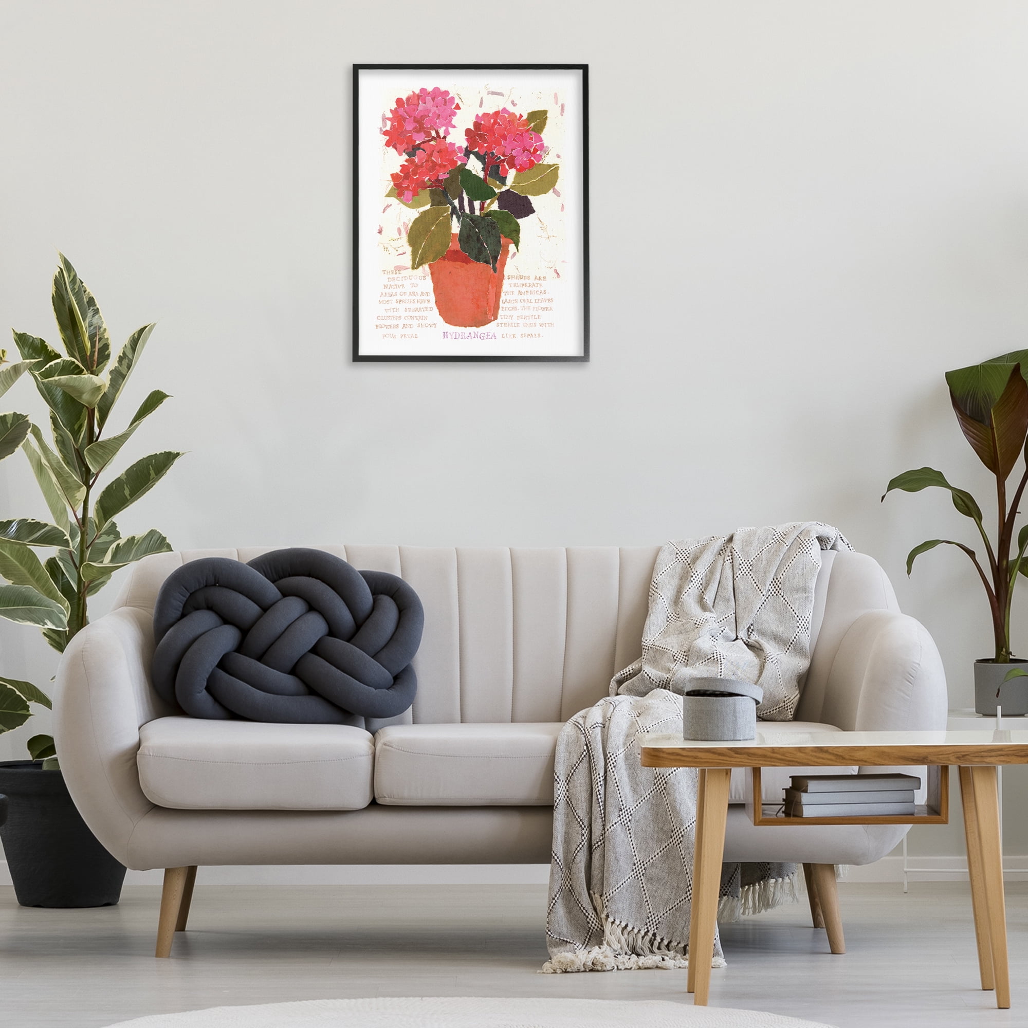 Stupell Industries Bold Red Hydrangea Botanical & Floral Painting Black Framed Art Print Wall Art, 24 x 30