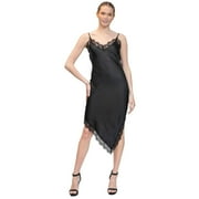 Juniors' madden girl Asymmetrical Hem Slip Dress Color: Black Size: LARGE