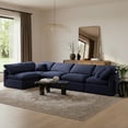 thumbnail image 2 of Meridian Furniture Indulge 164" Velvet L-Shaped Modular Sectional in Navy, 2 of 10